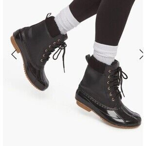 JustFab Evi Duck Boot Winter Rain Black Onyx Women’s Size 8